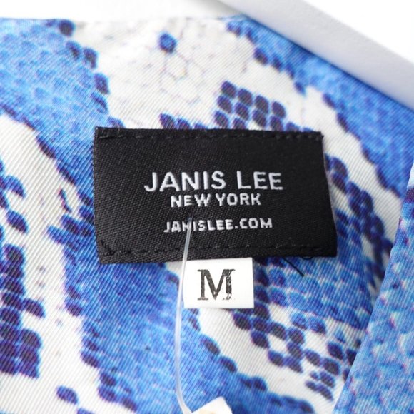 Blue Snake Dress Medium Silk Mini Animal Python Light‎ Casual JANIS LEE $240 - Picture 4 of 10